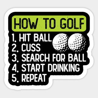 How To Golf T Shirt For Women Men Sticker